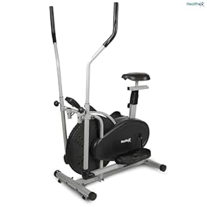 Healthex Orbitrac Exercise Cycle and Cross Trainer | Dual Trainer 2in1 | Equipment 1350R for Home Gym with 1Year Warranty (Silver/Black)