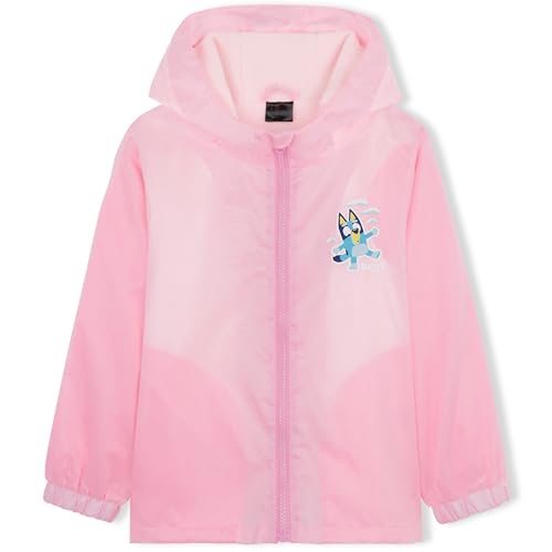 Bluey Girls Raincoat With Hood, Waterproof Fleece Lined Outdoor Rainwear For Kids