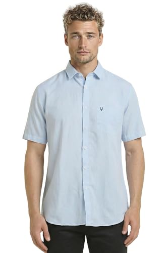 Image of Allen Solly Men's Linen Casual Shirt | Solid | Half Sleeve | Breathable Premium Linen | Summer & Vacation Wear
