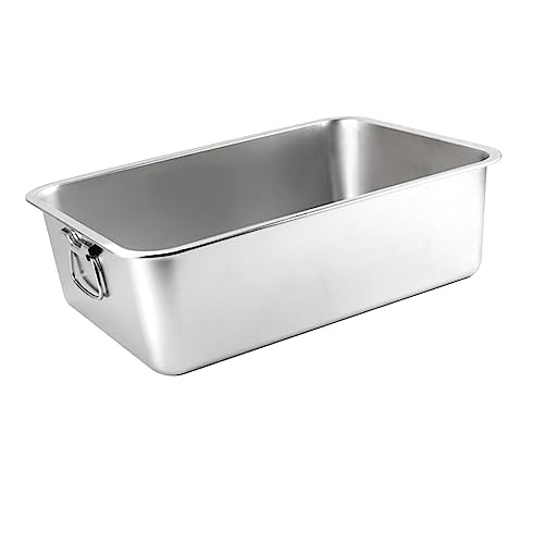YUEPAO Stainless Steel Cat Rabbit Litter Box Rounded Corners Versatile Rustproof Smooth Surface Scratchproof Kitten Toilet, 45x35x15cm w Handle