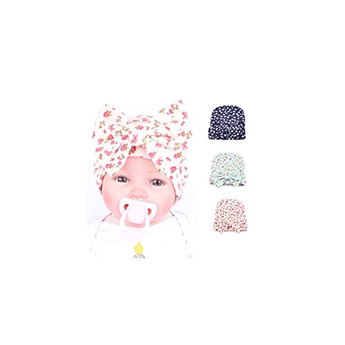 Z-Chen Lot de 3 Bonnet de Naissance Nouveau Né en Coton pour 0-6 Mois Bébé Fille, Couleur C Cover