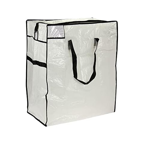 Household Essentials Medium Storage Bag, Clear Polyethylene with Black Trim Cover