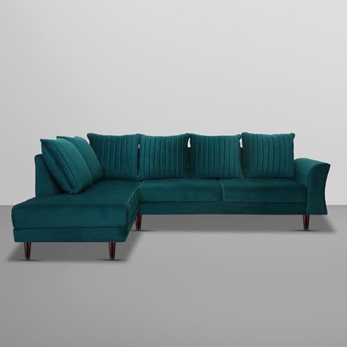 Image of Gratly LHS 4 Seater L Shape Sofa Set for Living Room (Pine Colour) Premium Fabric Sofa