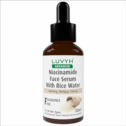 prime craft Luvyh Niacinamide Face Serum with Rice Water, Vitamin B3 with Japanese Fermented Rice Water, For Clear, Blemish-Free, Bright Skin, Suits All Skin Types, Fragrance-Free 30ML