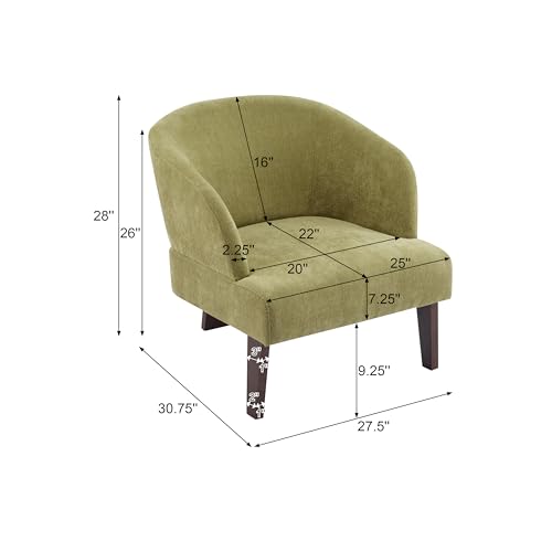 Sillón Barrel Verde Oliva Tela con Base de Madera miniatura 2