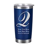 Q Commercial Script Monogram Etched 20oz Stainless Steel Blue Tumbler
