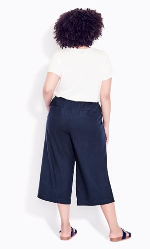 EVANS Women's Plus Size Wide Leg Crop Trouser Navy2