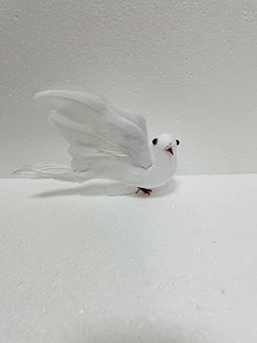 Generico Colomba de Pascua blanca de poliestireno con plumas de 15 cm, ideal para decoración de cestas y paquetes de Pascua