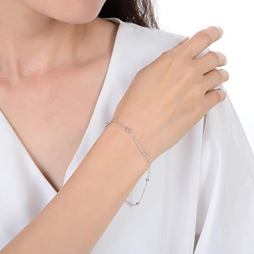 Adabele 1pc Real 925 Sterling Silver Satellite Beaded Singapore Bracelet 6.5 inch Cute Chain 3mm Ball Women Mother Hypoallergenic Jewelry SB-6A - Image 6