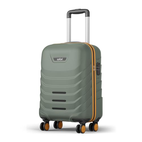 Image of Safari Cabin Crescent 8 Wheels 56cm Small Trolley Bag Hard Case Polycarbonate 360 Degree Wheeling System Luggage, Travel Bag, Suitcase for Travel, Trolley Bags for Travel, Thyme Green