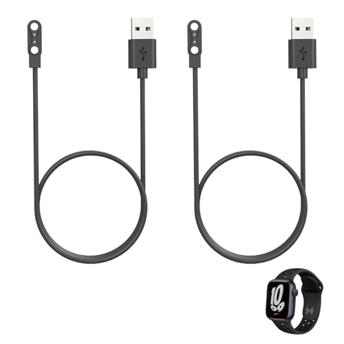 2 Stück Ladekabel Smartwatch Magnetisch 2 Polig 4mm, Ladegerät für Smartwatch, Universelles USB Ersatz Ladegerät für Fitness Tracker, Schnellladefunktion mit Schutzsystem, 60 cm