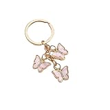 Cute Butterfly Charms for Women Crystal Bling Diamond keychain Purse Wallet Backpack Handbag Accessory-Pink