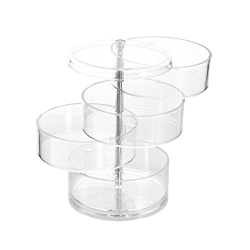 DUDNJC Boîtes empilables en plastique transparent pour accessoires de cheveux, 4 couches avec couvercles, organiseur rotatif pour boucles d'oreilles, collier Cover