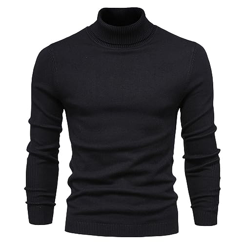 evzosrz Men's Turtleneck Sweater Slim Fit Casual Long Sleeve Basic Knitted Ribbed Fall Winter Warm Pullover Sweater