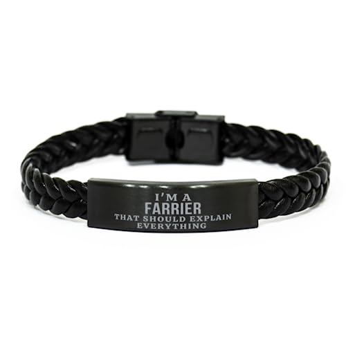 Mugart I'm a Farrier That Should Explain Everything Farrier Braided Leather Bracelet Gifts, Sarcasm Farrier Coworker Birthday Gifts for Friend Gag Gifts for Farrier