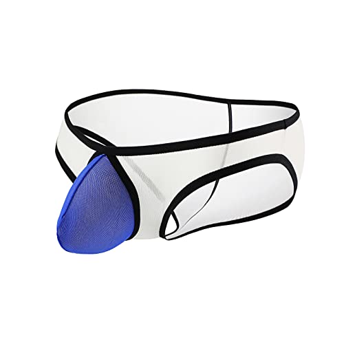 Men Mesh Bikini Briefs Breathable Supporter Cool Stretchy Lightweight Underwear Enhancing Flex Fit Workout Underpants White3