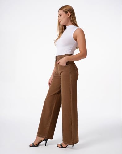 Image of roswear Women's Wide Leg Jeans Casual High Waisted Stretch Baggy Loose Denim Pants
