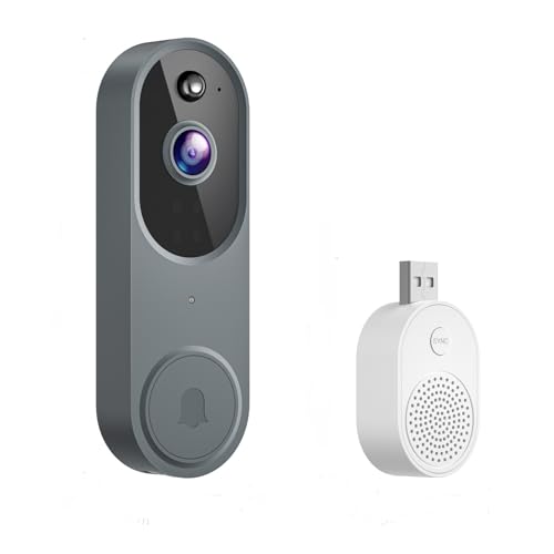 1080P Smart Video Wireless Doorbell, Night Vision and Cloud Storage, Two-Way Audio with Camera, IP65 Waterproof, AI Human Detection, Battery Powered, Instant Alert (Grey2)