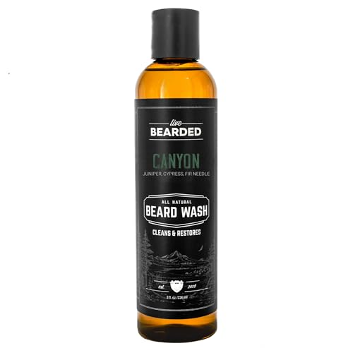 Live Bearded Beard Wash, 8 fl oz - Water-Based Face Cleanser with All-Natural Ingredients for a Gentle, Deep Clean - Made in the USA | Canyon Scent - Juniper, Cypress, Fir Needle