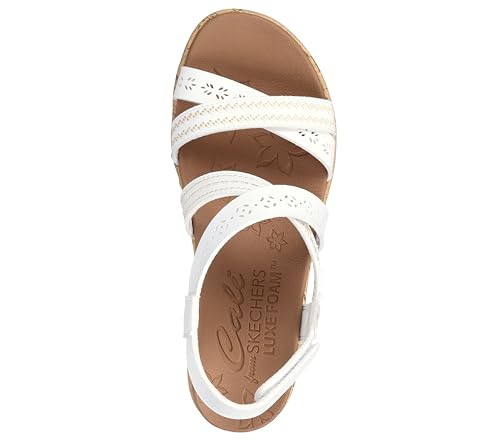 Skechers Women's Beverlee-Delicate Glow Wedge Sandal, White, 9