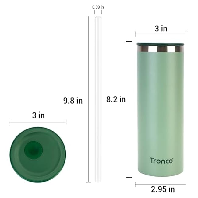 Tronco 18oz Stainless Steel Vacuum Insulated Tumbler with Straw, Spill-Resistant Lid, BPA-Free, Reusable Coffee Cup for Iced Tea, Water, Coffee or Smoothie and More, Gift for Men and Women