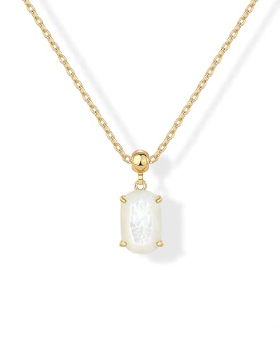 PAVOI Gemstone Gold Charm Necklace for Women - 14K Gold Plated Adjustable Chain Dainty Pendant Gemstone Necklaces with Cute Charms Set - Hypoallergenic Trendy Healing Crystal Pendants