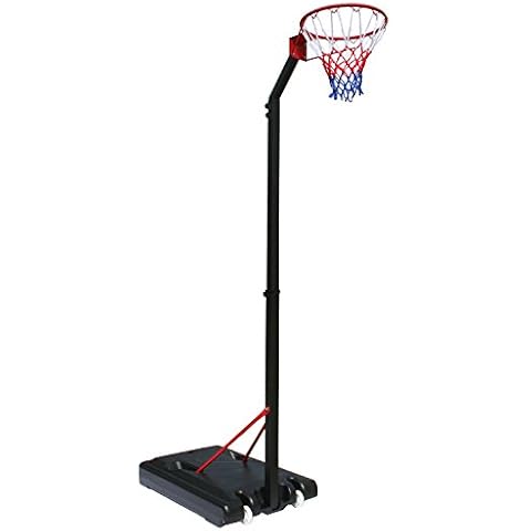 Bee-Ball Pro Netball Post, Official Height Adjustable Goose Neck Portable Stand 2.3 to 3.05 Meters (7.5' to 10') Regulation Hoop Cover