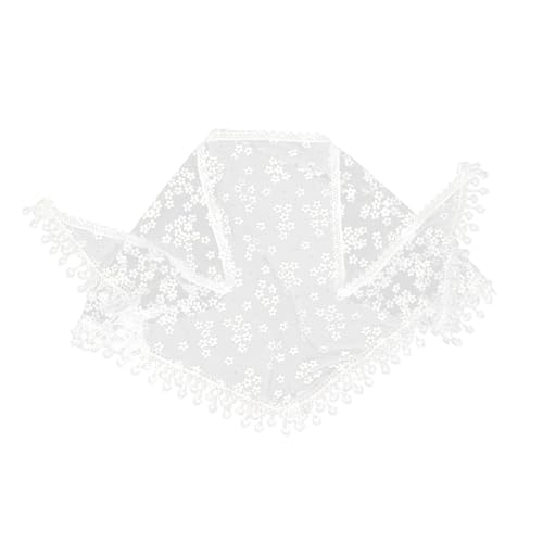 BESPORTBLE Lace Scarf for Women Catholic Design Triangle Shawl with Embroidered Flowers Polyester Head Wrap