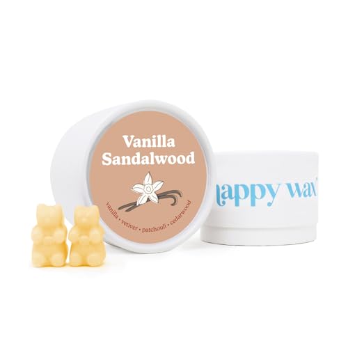 Happy Wax Vanilla Sandalwood Scented Bear Wax Melts - Natural, Non-Toxic Infused Essential Oils. Scented Soy Wax Melts For Warmers (4 oz Tin).