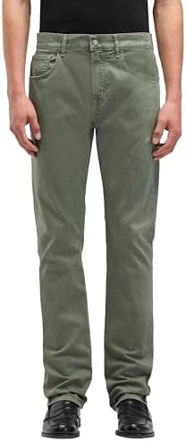 7 For All Mankind Men's The Straight Comfort Sateen Clover Pants, Green, 28