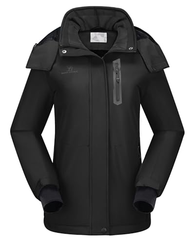 CAMEL CROWN Women Ski Jacket, Black, Small