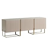 24/7 Shop at Home Mignon Contemporary Modern Style 60' TV Stand with 3 Storage Cabinets, Fits 65 Inches, Entertainment Center Console for Family, Living Room & Bedroom, Metal Legs, Taupe