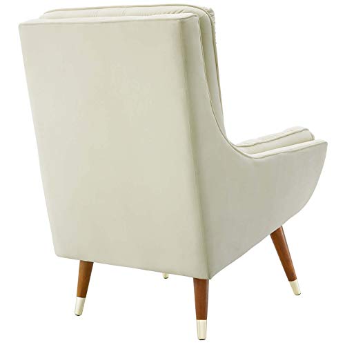 Modway Suggest Button Tufted Upholstered Velvet Lounge Chair, Ivory by Modway - Used condition - Image 2