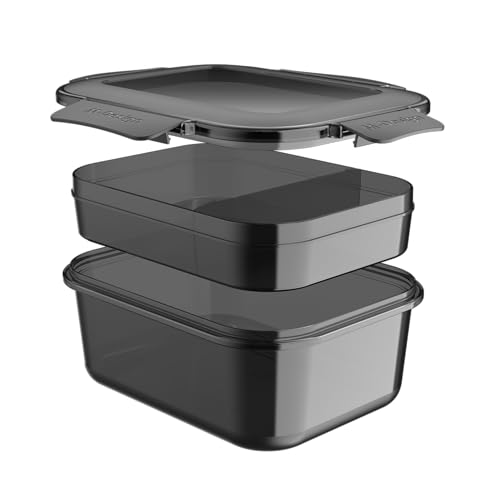 M-Design Fresco™ Lunch Box 1.6L - 2025 Exclusive - BPA Free, Microwave Safe, Dishwasher Safe, Food Safe, Stackable - Smoke Black