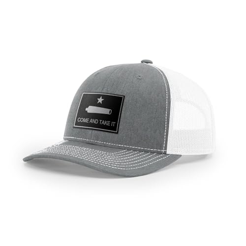 Generic Come and Take It Cannon, 112 Snapback Hat, Black Leather (Heather Gray-White)