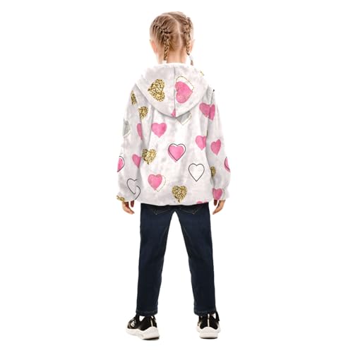 OTVEE Valentine Romantic Pink Hearts Kids Hoodie Jacket Fall Spring Full Zip Warm Outwear Coat4