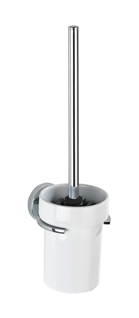 WENKO Vacuum-Loc® zestaw do WC Capri - uchwyt na szczotkę do WC, mocowanie bez wiercenia, cynkowy odlew ciśnieniowy, 11 x 37 x 14,5 cm, chrom