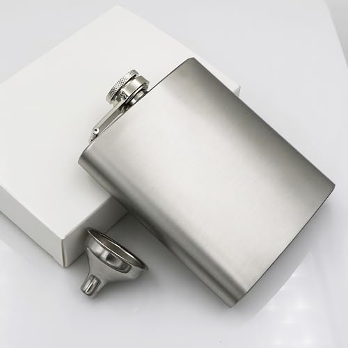CNFLASK Brush Finish Hip Flask 304 Stainless Steel Brushed Whiskey Flask (Brushed, 6oz)