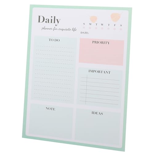 ledmomo タスク管理ノートパッド シンプルデザインやることリスト付 破り取り式毎日プランナー 学習 仕事用緑色便箋付き