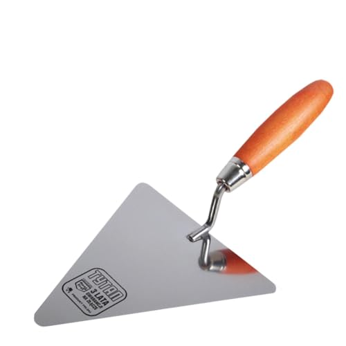 Toolty Stainless Steel Triangular Brick Trowel - 200mm - Wooden Handle - for Brickwork and Plastering - DIY - TLTY-0206T