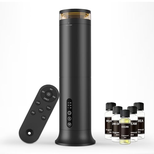 Waterless Scent Diffuser,Quiet Operation & Remote Control (Light Black)