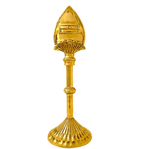 Aalayam Selveer Metal Lord Murugan Vel with Stand Big 10.5 Inches Height, Brass Gold Colour 1 Piece