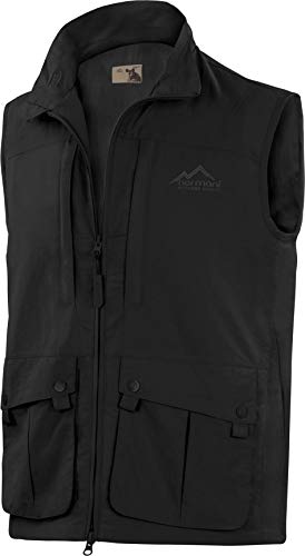 normani Outdoor Weste Freizeitweste Safariweste mit Sonnenschutz 50+ und vielen praktischen Taschen Farbe Dunkelschwarz Größe XL