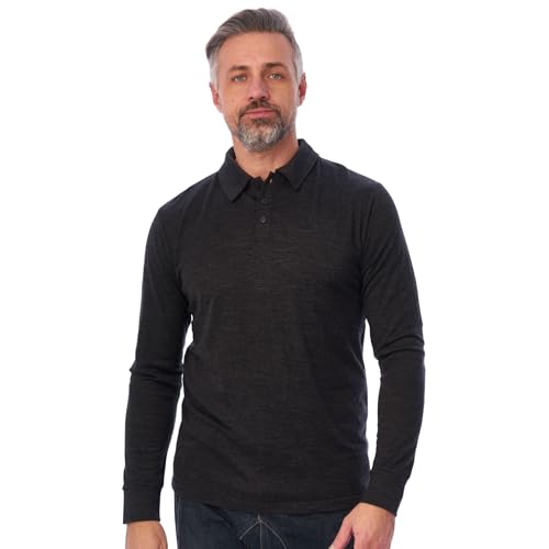 Merino.tech Merino Wool Polo Shirts for Men - 100% Merino Wool Base Layer Mens Breathable Anti-Odor Thermal Long Sleeve Shirt - Main Image