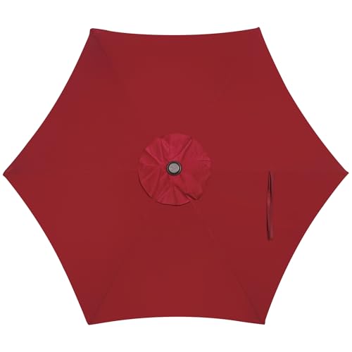 Image of Blissun 7.5 ft Patio Umbrella, Yard Umbrella, Outdoor Market Umbrella with Push Button Tilt Crank, Burgundy