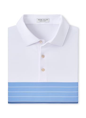 PETER MILLAR Men's White Fremont Performance Jersey Polo Medium