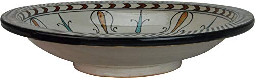 MAISON ANDALUZ Kasbah Hand Painted Moroccan Ceramic Plate/Platter from Fez, Di 40 H10 cm - Multicoloured Design -