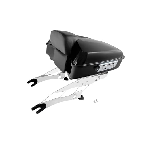 TOPOLVLCKC Für I&ndian Für Chieftain Roadmaster Springfield Challenger Chief Dark Horse 2014-2025 Motorrad-Kofferraumkoffer Topcase-Box Beifahrer-Heckhandlauf(Chrome Set)