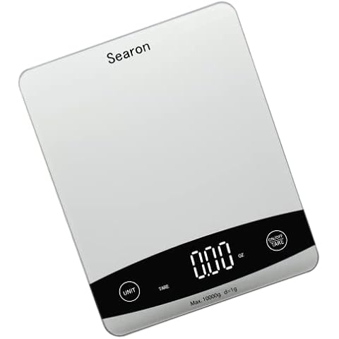 Searon Digital Food Kitchen Scale, Multifunction Scale for Food Ounces and Grams Ml Lb,10Kg/22Lb Capacity for Weight Loss, Baking, Cooking, Keto Tempered Glass Panel Cover