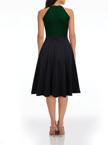 FORTRIC Women Patchwork Sleveless Wedding Party Cocktail Evening Swing Dress2